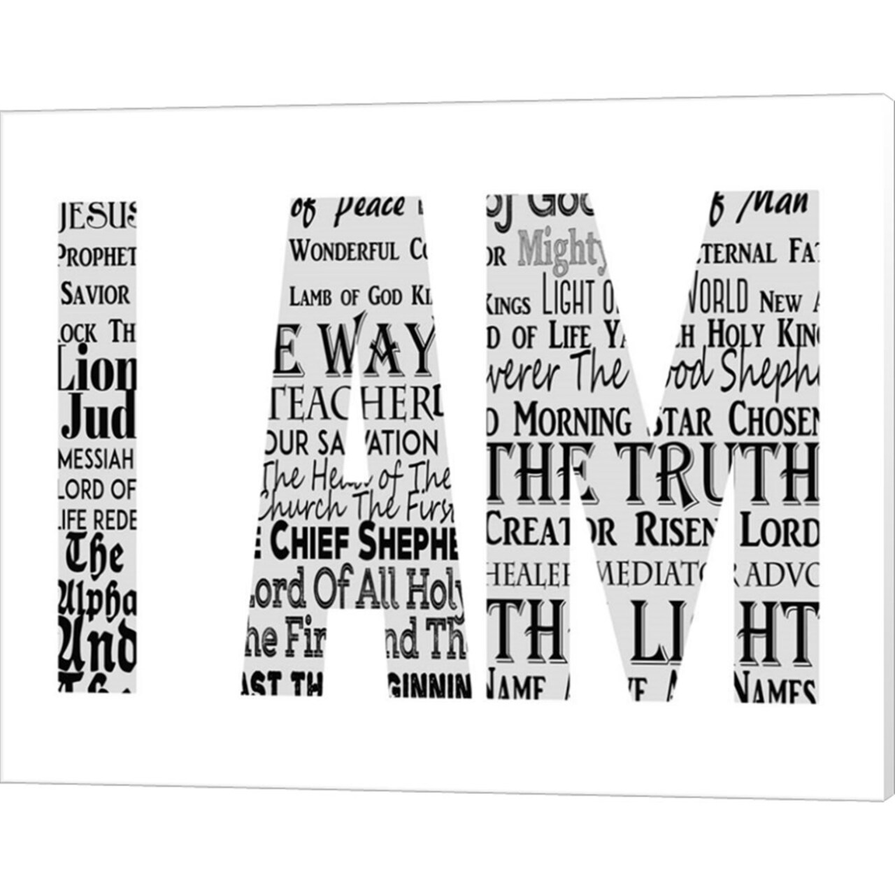 Names of Jesus I AM Silhouette White by Inspire Me 20" x 16" Canvas Wall Art
